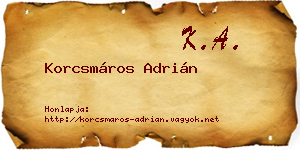 Korcsmáros Adrián névjegykártya