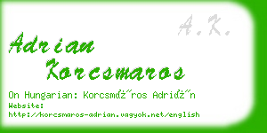 adrian korcsmaros business card